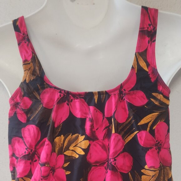 Beach Belle ** stylish Tankini, Black, Gold and red rfloral, size 12/ small - Picture 11 of 12